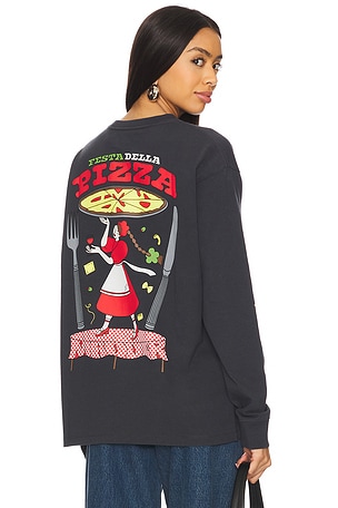 Pizza Party Long Sleeve Washed Tee Damson Madder