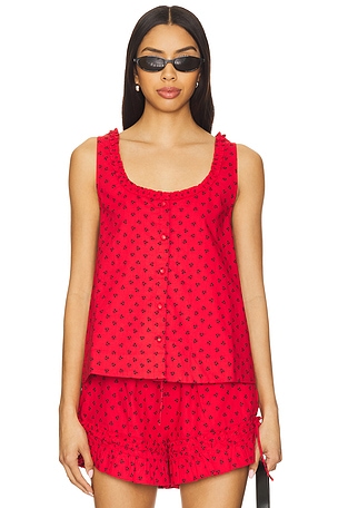 Mafalda Ruffle Top Damson Madder
