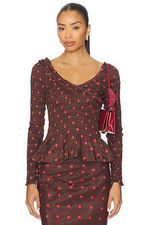 Suri Shirred Blouse Damson Madder