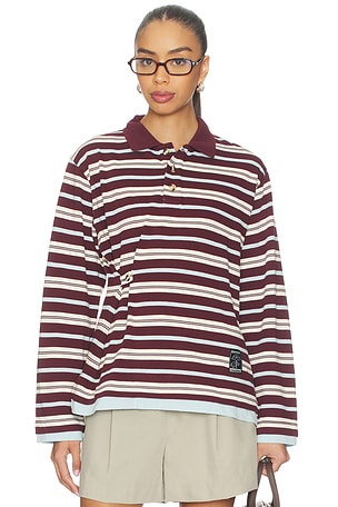 Noah Cinch Layered Rugby Polo Damson Madder