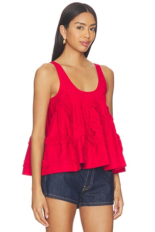 Damson Madder Stella Ruffle Cami Top in Red