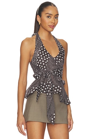 Damson Madder Leandra Halter Cami Top in Chocolate