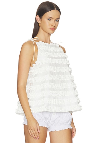 Damson Madder Leili Ruffle Cami Top in White. Size US 8/ UK 12. Also