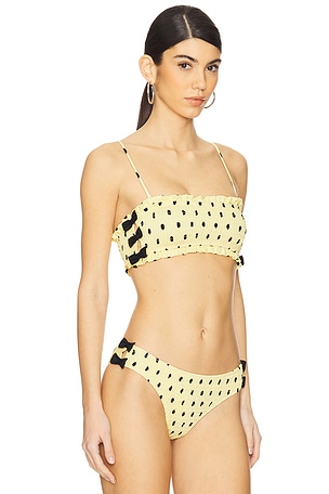 Damson Madder Jezebel Shirred Bow Bikini Top in Yellow