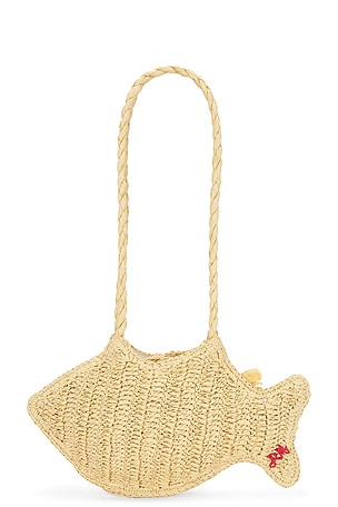 Damson Madder Raffia Fish Bag With Bag Charm in Neutral
