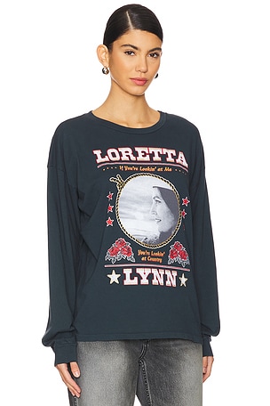 DAYDREAMER Loretta Lynn Lookin' At Country Relaxed Crew in Black