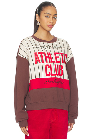 DAYDREAMER Athletic Club Colorblocked Sweatshirt in Brown
