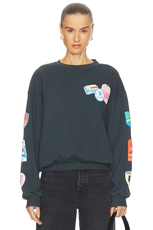 Ski Patch & Pass Collector Oversized Crew Sweatshirt DAYDREAMER