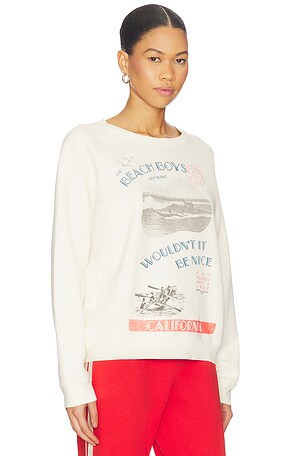 DAYDREAMER The Beach Boys Wouldn't It Be Nice Vintage Raglan Sweatshirt in Cream
