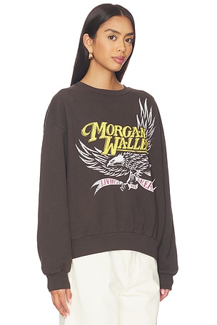 DAYDREAMER Morgan Wallen Classic Eagle Oversized Crew Sweatshirt in Brown