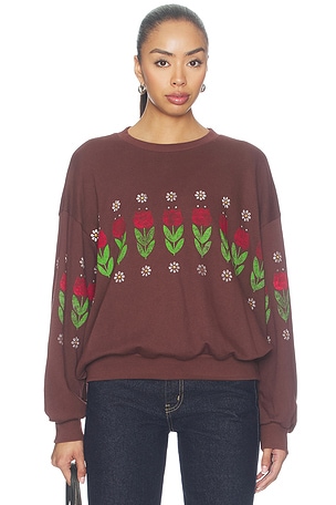 Camp Flowers Oversized Crew Sweatshirt DAYDREAMER