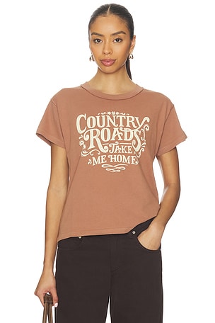 DAYDREAMER John Denver Country Road Reverse Gf Tee in Brown
