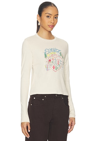 DAYDREAMER St. Moritz Is For Lovers Vintage Long Sleeve Tee in Cream. Size XS. Also