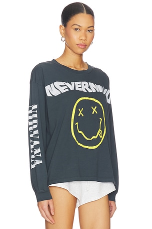 DAYDREAMER Nirvana Nevermind Smiley Merch Long Sleeve in Charcoal