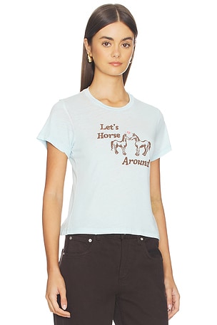 DAYDREAMER Let's Horse Around Burnout Vintage Tee in Baby Blue