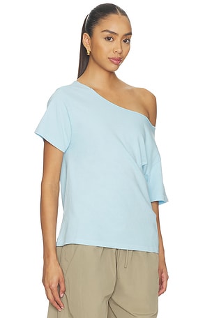 DAYDREAMER Solid Off The Shoulder Tee in Blue