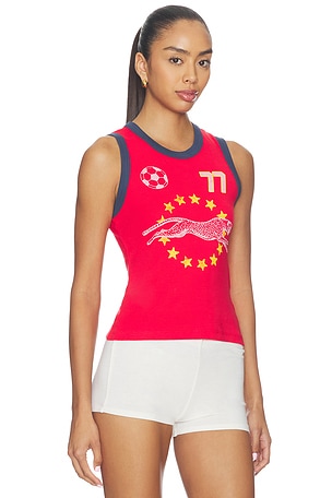 DAYDREAMER Team Cheetah Shrunken Tank Top in Red