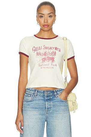 Great Smoky Mtns Contrast Slim Ringer Tee DAYDREAMER