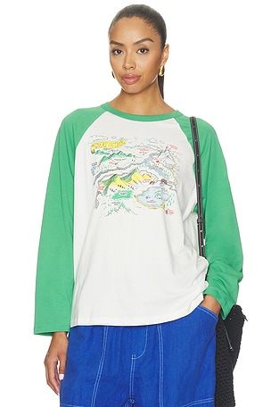 Map Of Nowhere Oversized Raglan Long Sleeve Top in Briar Combo DAYDREAMER
