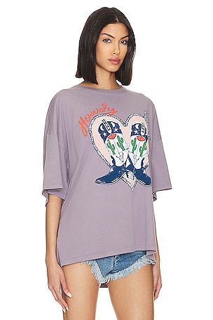 DAYDREAMER Howdy Boots Tee in Purple