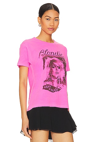 DAYDREAMER Blondie Heart Of Glass Flyer Ringer Tee in Pink