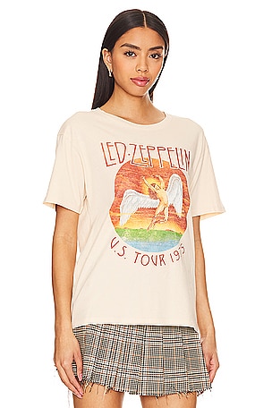 DAYDREAMER Led Zeppelin Tour 1975 Boyfriend Tee in Beige