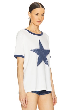 DAYDREAMER Classic Star Oversized Ringer Tee in White