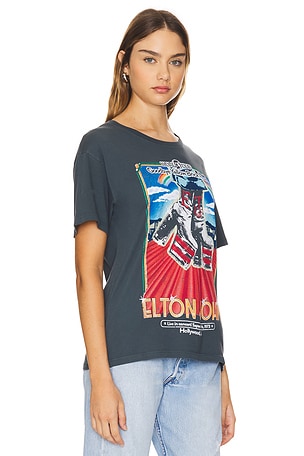 DAYDREAMER Elton John Hollywood Boots Boyfriend Tee in Black