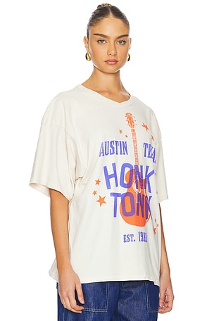 DAYDREAMER Austin Honky Tonk Oversized Jersey Tee in Cream