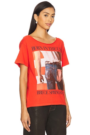 DAYDREAMER Bruce Springsteen Born in The Usa Off The Shoulder Tee in Red
