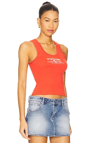 DAYDREAMER Daydreamer Studios Lace Trim Tank in Red