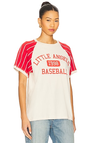 DAYDREAMER Little Angels Baseball Raglan Ringer in Ivory. Size XS. Also