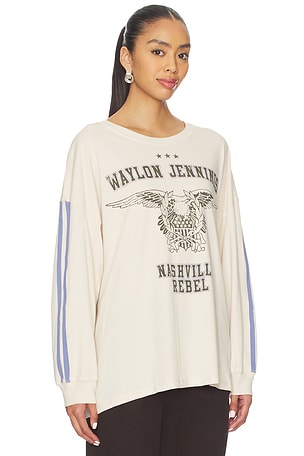 DAYDREAMER Waylon Jennings Nashville Rebel Os Long Sleeve Tee in Ivory