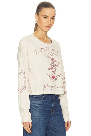 DAYDREAMER Johnny Cash Walk The Line Meet & Greet Long Sleeve Top in Cream