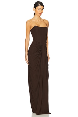 Deme by Gabriella Pearl Gown in Chocolate