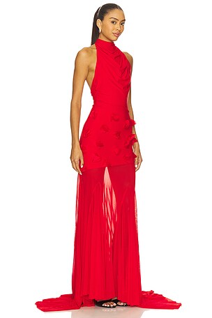 Deme by gabriella vestido largo celeste en color rojo