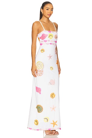 Oceanus New York Beaded Maxi Dress in White