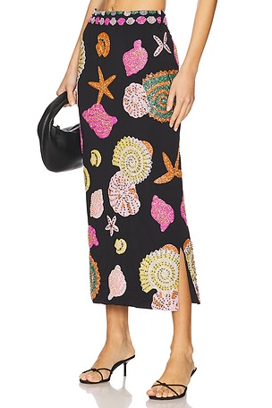 New York Hand Embellished Midi Skirt Oceanus