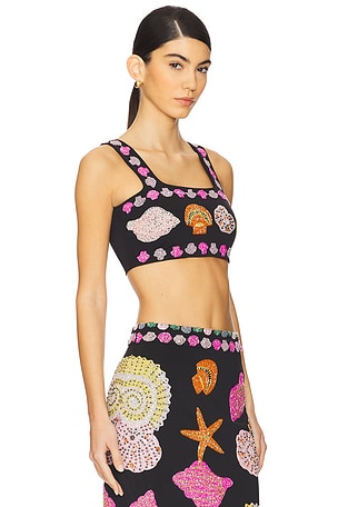 Oceanus New York Hand Embellished Top in Black