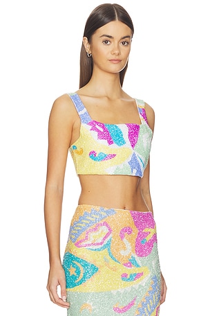 Oceanus Azure Coord Top in Yellow,Pink