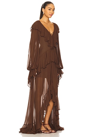 DE LA VALI Kona Maxi Dress in Brown