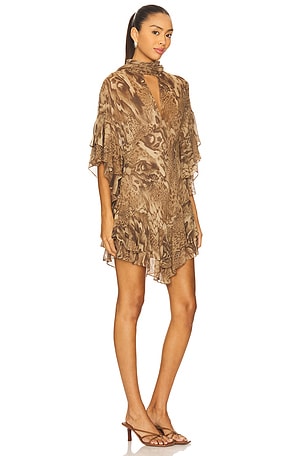 DE LA VALI Sol Mini Dress in Brown