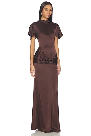 DE LA VALI Myra Maxi Dress in Chocolate