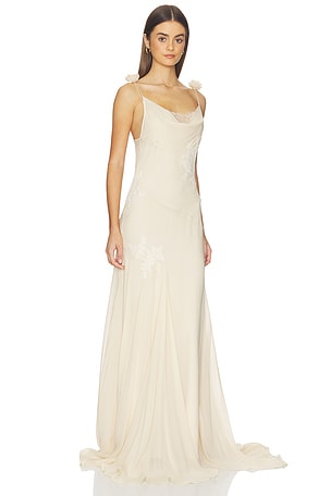 DE LA VALI Dia Maxi Dress in Nude