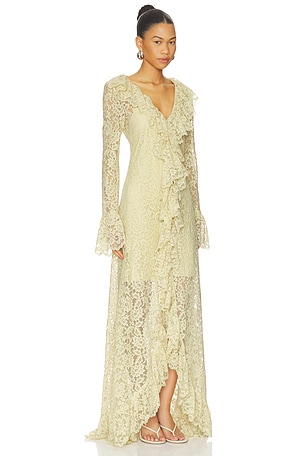 DE LA VALI Clementina Maxi Dress in Neutral