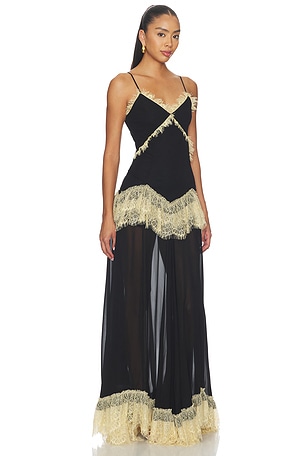 DE LA VALI Estela Maxi Dress in Black. Size US 10/ UK 14. Also