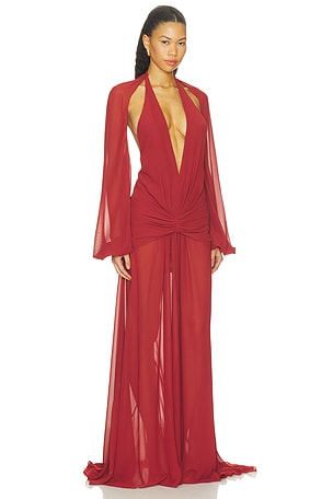 DE LA VALI Fiorela Maxi Dress in Red