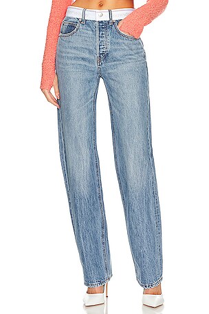 Logo Webbing Mid Rise Relaxed Straight Jean Alexander Wang