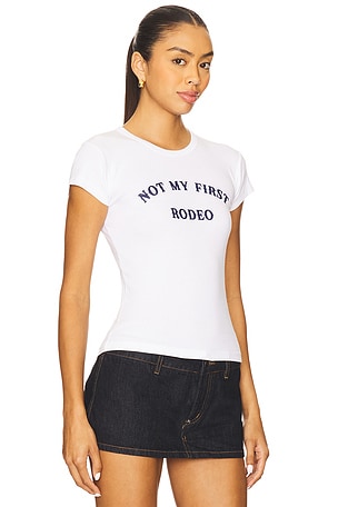 DEPARTURE Not My First Rodeo Baby Tee in White