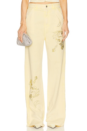 Des Phemmes Cargo Denim Pant in Lemon